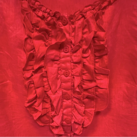 AUGUST SILK OPTIONS Linen top Size LARGE in CORAL - Picture 3 of 7